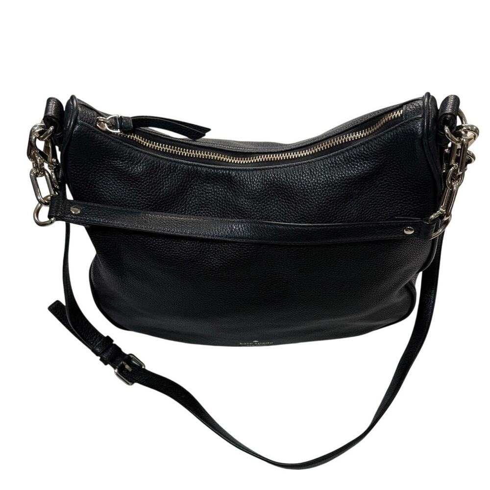 Kate Spade Black Pebbled Leather Crossbody Shoulder Bag Slouchy Everyday - Picture 6 of 16